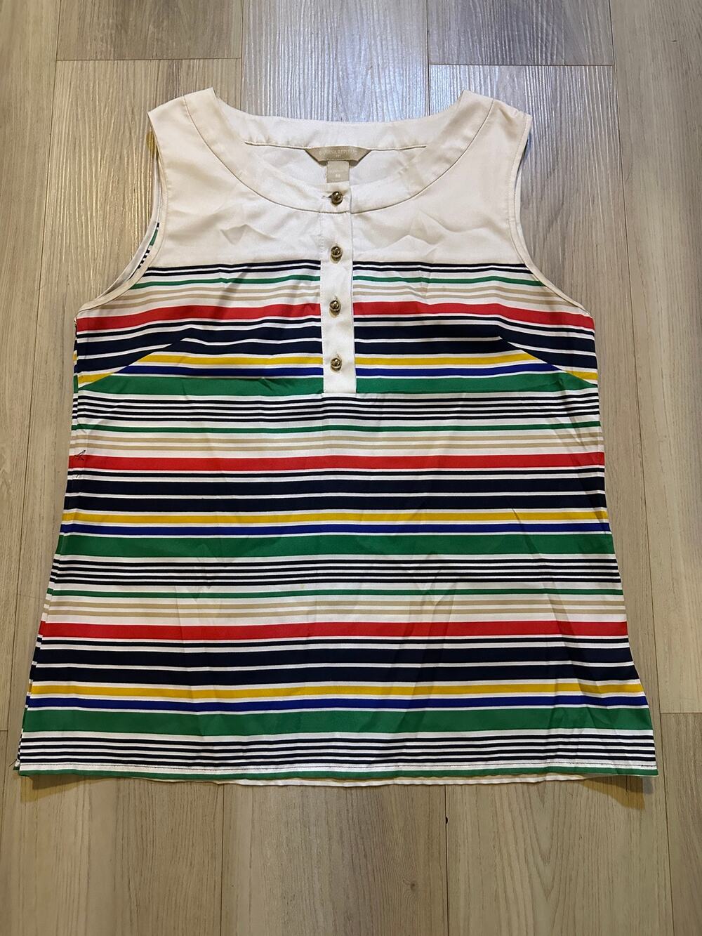 Banana Republic Petite M Multi Color Stripe Sleeveless Blouse